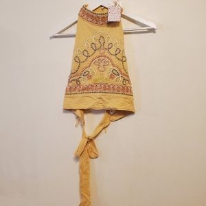 Free People Goa Halter Crop Top in Nectar combo